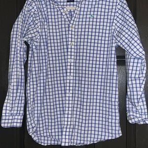 16-18 Vineyard Vines White and Blue Plaid Kids Shirt